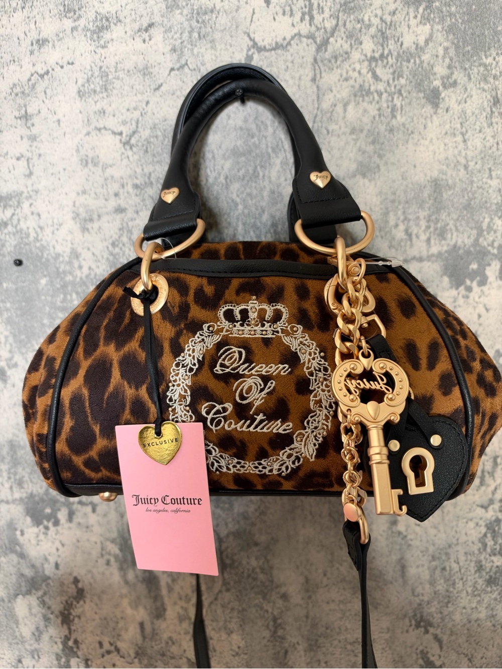 Juicy Couture Leopard Print 'Queen of Couture' Satchel - Brown & Black